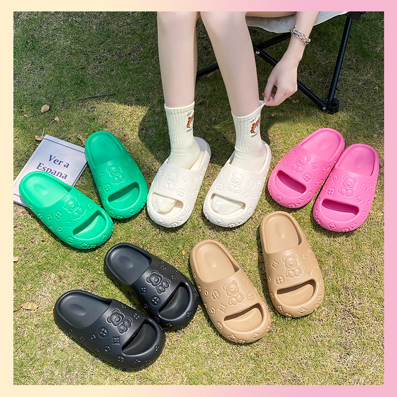 Sandal Slop Karet Jelly Import Terbaru Sandal Bear Flat Sendal Jelly Wanita Kekinian Selop Rumah Murah Elastic Empuk EVA Super Soft