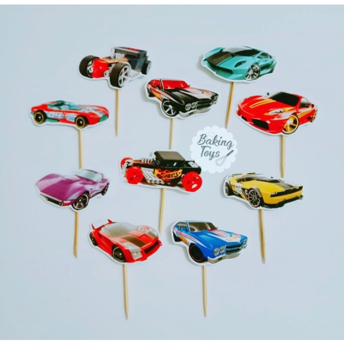 JT - Hot Wheels Cupcake Topper / Hiasan Kue Birthday Ulang Tahun