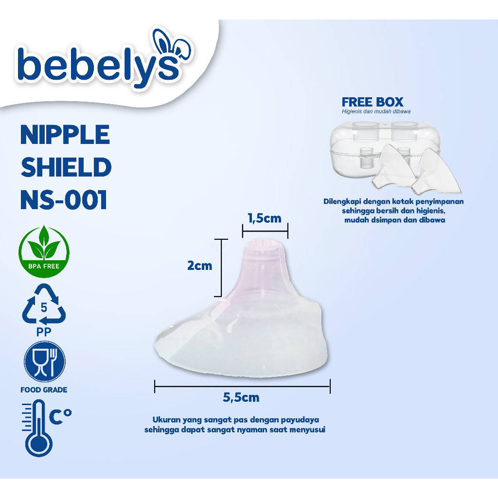 Ktmstore Nipple Shield Silikon Pelindung Puting menyusui NS-001 Bebelys