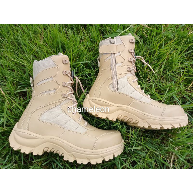 sepatu pdl predator tni polri tactical cream gurun kerjalapangan anti selip