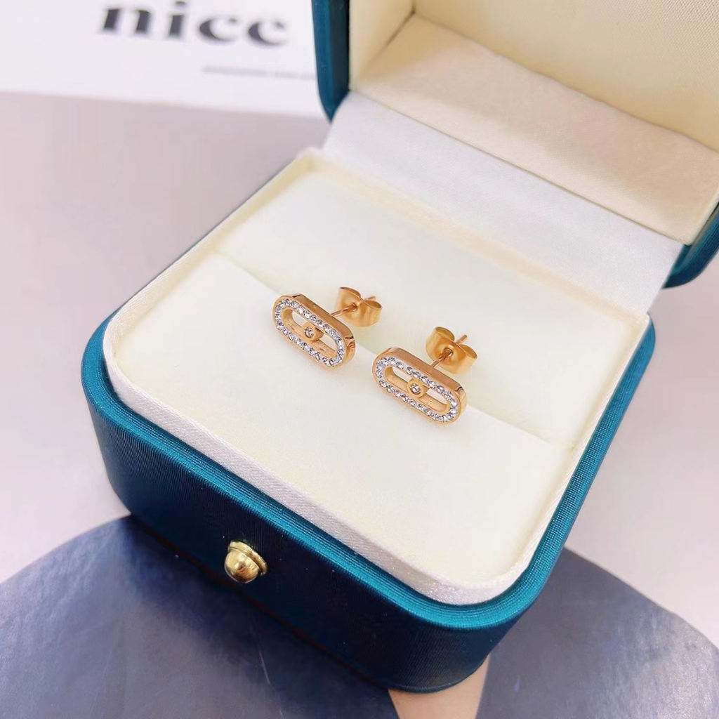 Anting stud oval zircon titanium anti karat harga grosir bisa cod