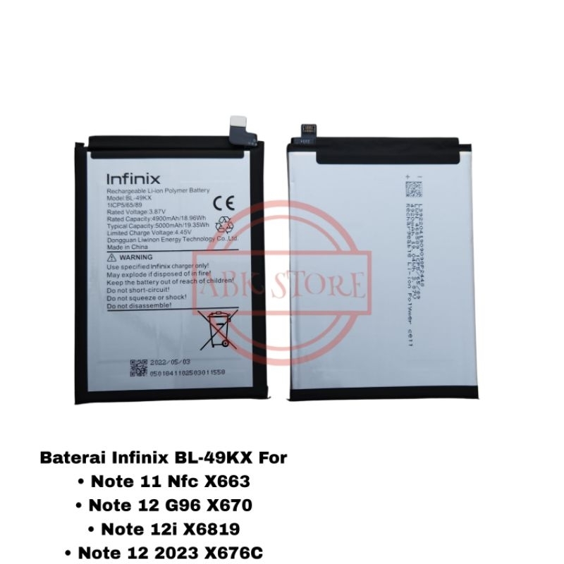 BATERAI INFINIX NOTE 12i, NOTE 12 G96, NOTE 12 2023, NOTE 11 NFC BL-49KX BATRE BATTERY ORIGINAL