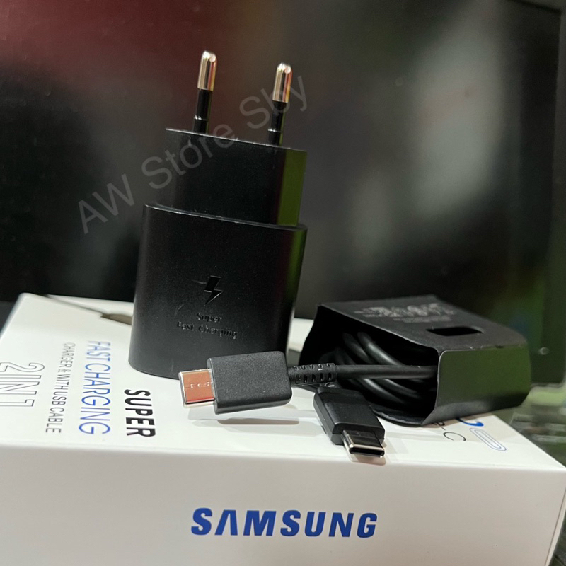 1Set CHARGER USB TYPE C TO C PD SUPER FAST CHARGING 25W SAMSUNG M22 M51 A23 S23 A33 A53 A52 A52S S20 S21 FE A24 A34 A54 A71 NOTE 20