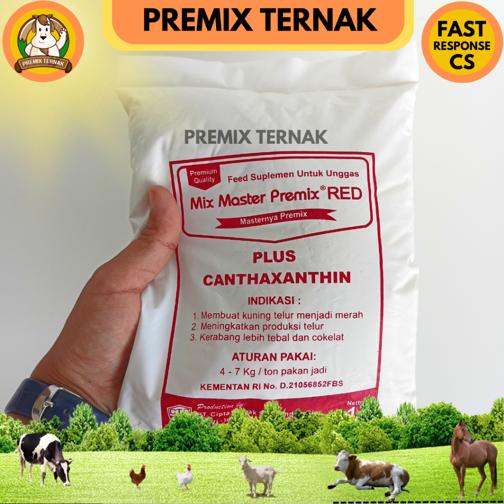 MIX MASTER RED 1kg - Pemerah Kuning Telur Pencerah Warna Kuning Telur Pada Unggas