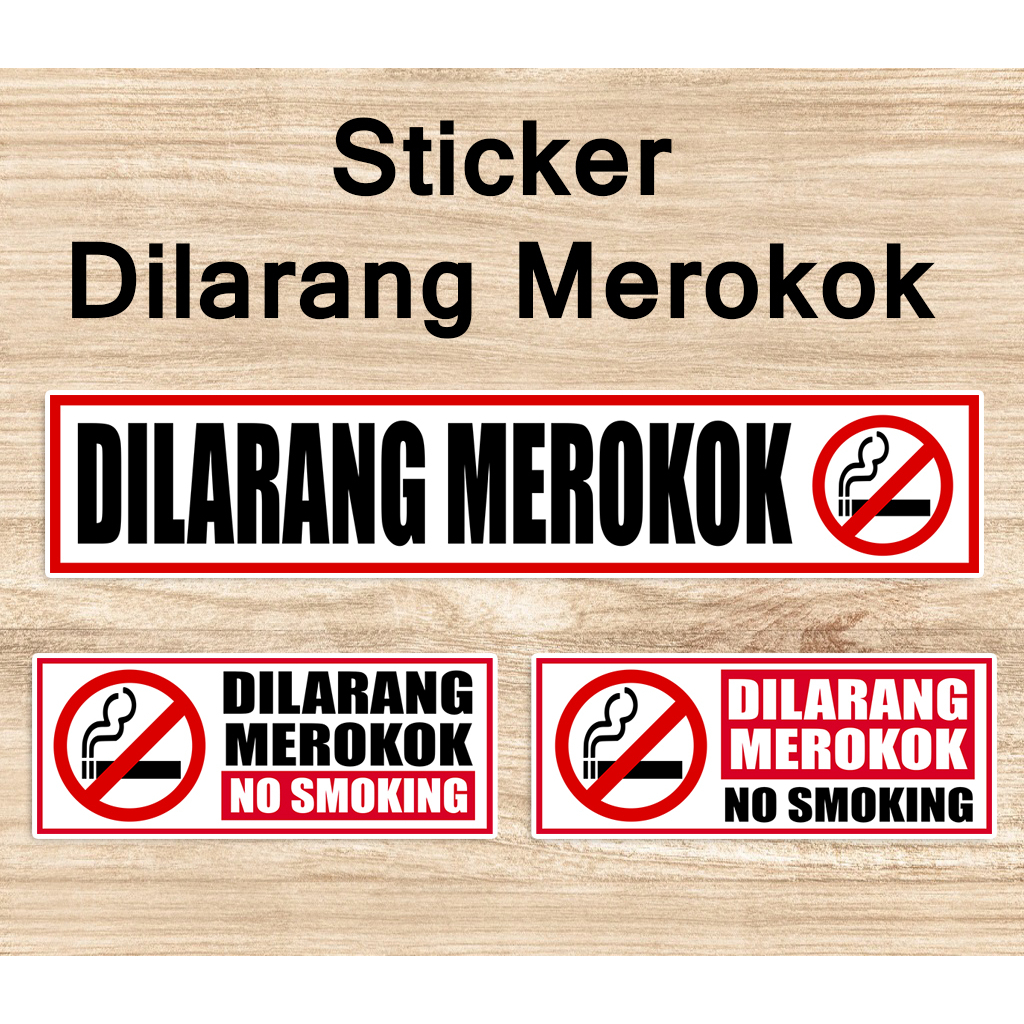 sticker no smoking / stiker dilarang merokok ukuran 6x31cm &amp; 6x15cm