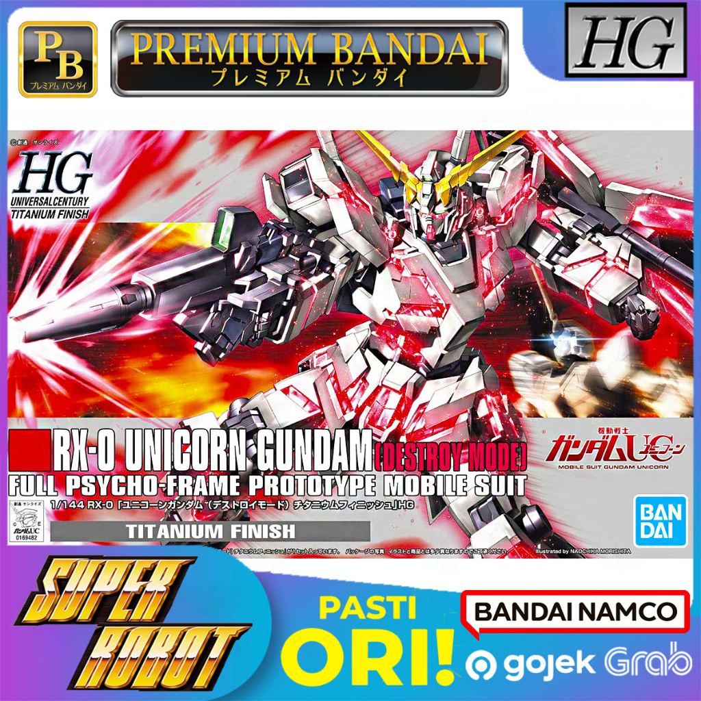 𝗕𝗔𝗡𝗗𝗔𝗜 HG RX-0 Unicorn Gundam [Destroy Mode] Titanium Finish - HGUC P-BANDAI Limited