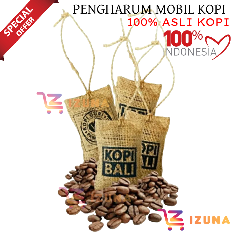 [IZUNA] PARFUM MOBIL KOPI BALI / PEWANGI MOBIL RASA BIJI KOPI / BIJI KOPI PEWANGI PENGHILANG BAU / GANTUNGAN MOBIL BIJI KOPI / PENGHARUM PEWANGI MOBIL