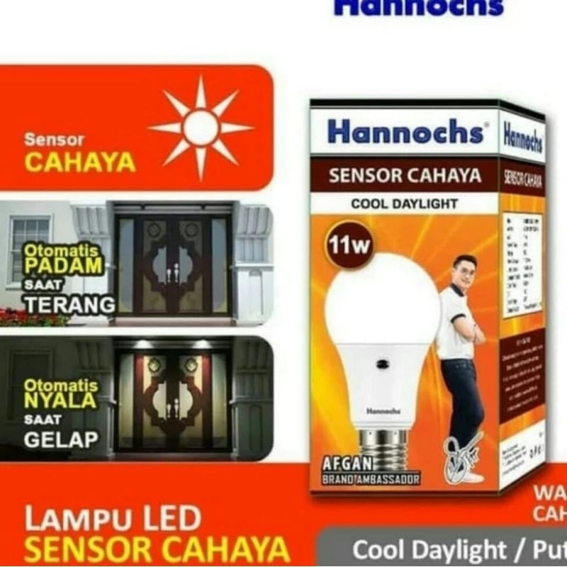 Lampu LED Sensor Cahaya HANNOCHS PHOTO CELL LIGHT SENSOR 11W 11 WATT CAHAYA PUTIH
