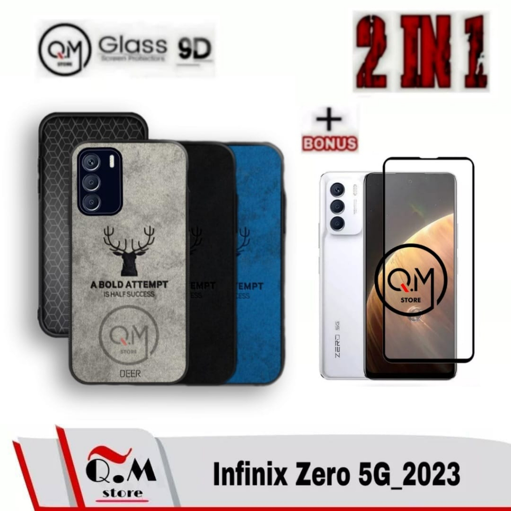 Paket 2 in1 Case Deer Infinix Zero 5G 2023 Softcase deer High Quality Bermotif Deer Jens Pelindung Back Cover