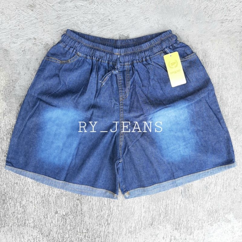 celana pendek jumbo wanita hotpant jumbo jeans pendek pinggang kolor big size