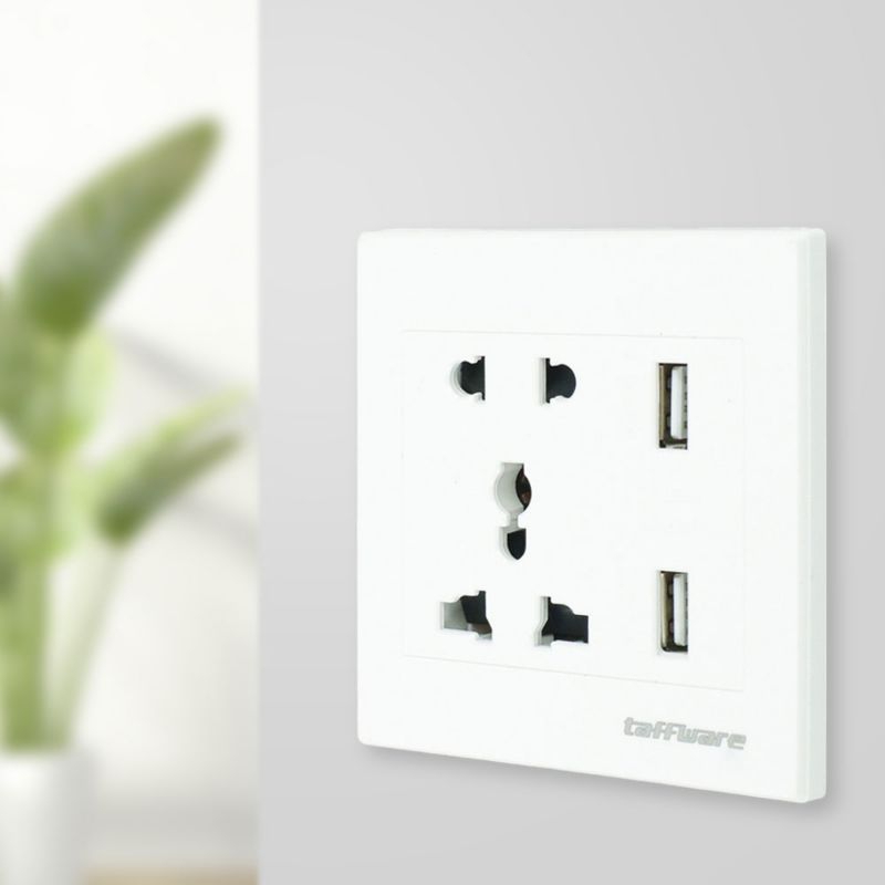 Taffware Stop Kontak Universal UK EU US &amp; 2 USB port ATH1
