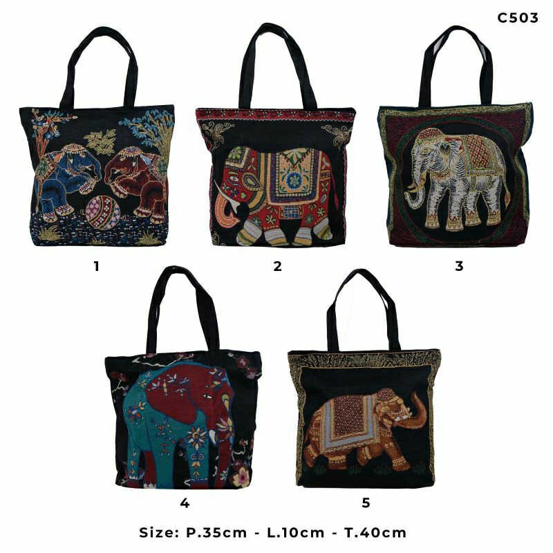 Tas tote bag wanita tenun bordir thailand bangkok-oleh oleh bangkok