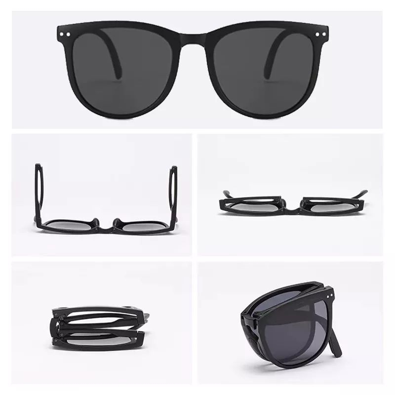 Kacamata Lipat Hitam Pria Wanita Sunglasses Retro UV Protection Bisa di Lipat