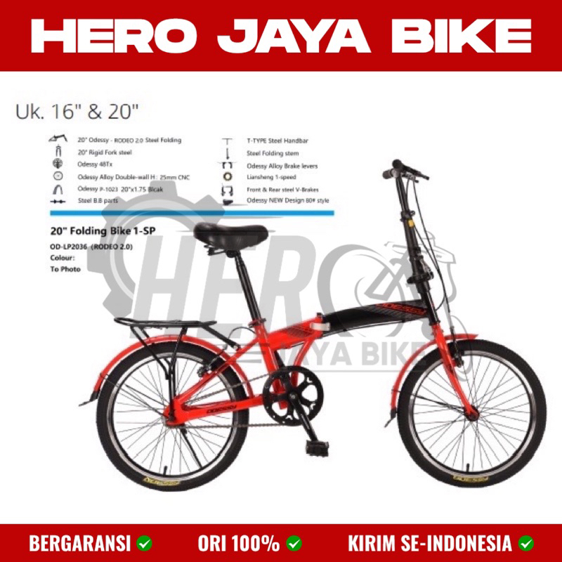 Sepeda Lipat Odessy Rodeo 2.0 16 & 20inch Boncengan Spakbor Single Speed