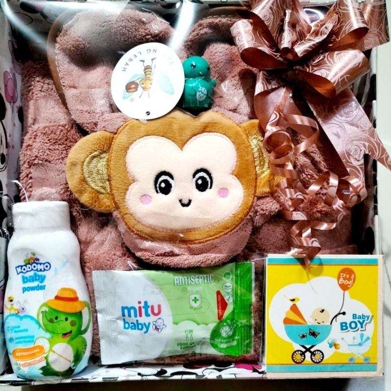 Hamper Perlengkapan Mandi bayi Handuk Bedak Tissu Basah Cotton buds Hampers Kado Bayi Baru Lahir