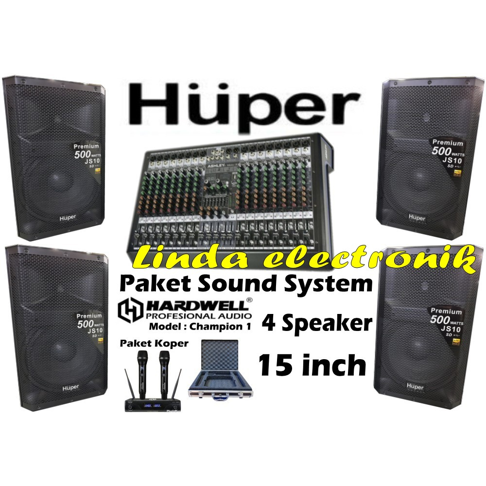promo paket huper js10 4 speaker 15 inch garansi resmi original