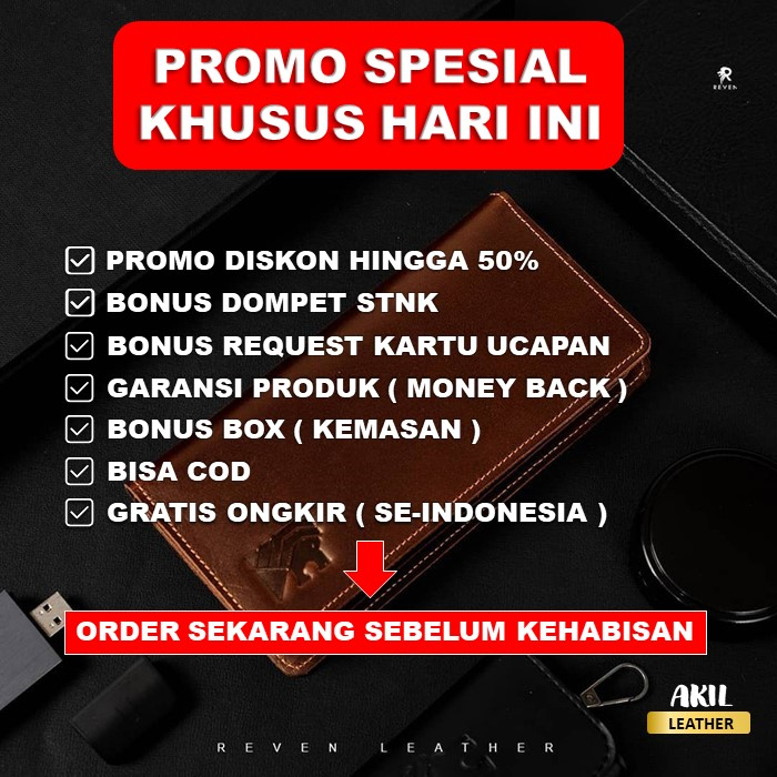 Dompet Panjang Kulit Pria Branded Reven Apollo Leather Wallet 100% Kulit Sapi Asli Original Premium Terbaru Cowok Keren