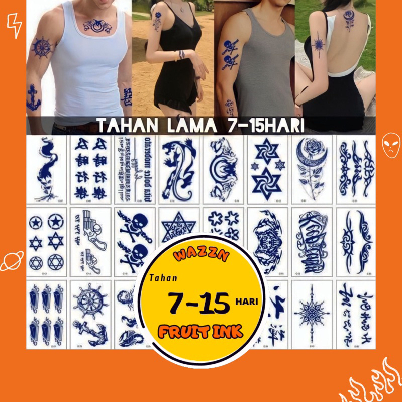 30pcs Lembar tato Temporer Tatto temporary Semi Permanen tahan lama 7-15 hari