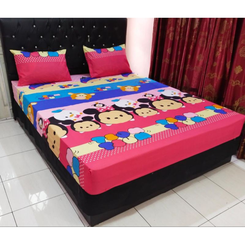 Sprei 180X200 160X200 Seprai Aesthetic Homemade Karakter Anak Motif Doraemon Pink Minimouse Spiderman Hello Kitty Binatang Kartun Murah