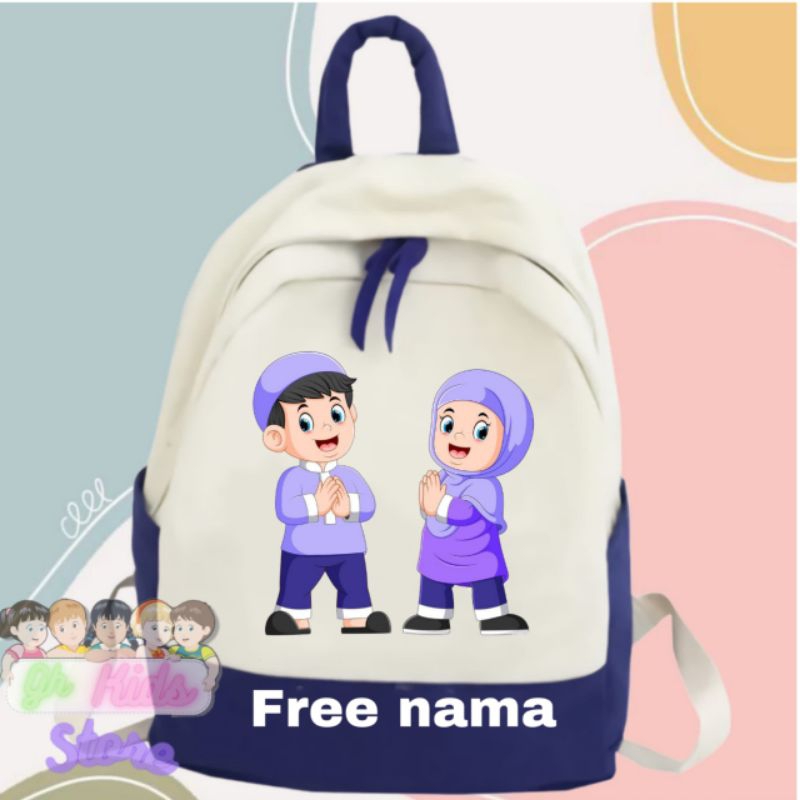 TAS RANSEL ANAK SEKOLAH GAMBAR MUSLIMAH FREE NAMA