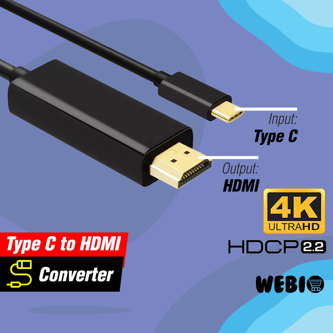 Kabel Type C USB 3.1 to HDMI Male Converter 4K Full HD Laptop HP ke TV