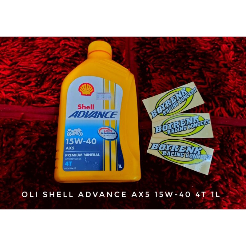 OLI SHELL ADVANCE AX5 15W-40 OLI SHELL A5X OLI SHELL MOTOR SPORT 4TAK 1 LITER  ORIGINAL - BOYRENK RACING CONCEPT