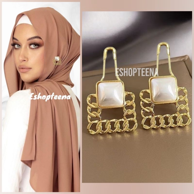 A03 anting hijab  petak gold pearl_anting jilbab