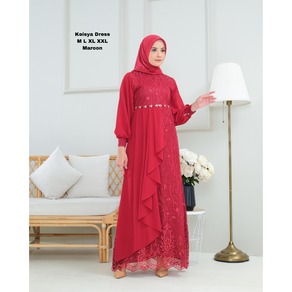 GAMIS TERBARU KEISYA DRESS TILE MIX CERUTY PREMIUM // GAMIS PESTA TERBARU // DRESS WANITA // PRODUK TERLARIS // GAMIS MODERN // DRESS MODERN // GAMIS WANITA MUSLIM // GAMIS BRUKAT // GAMIS KOMBINASI