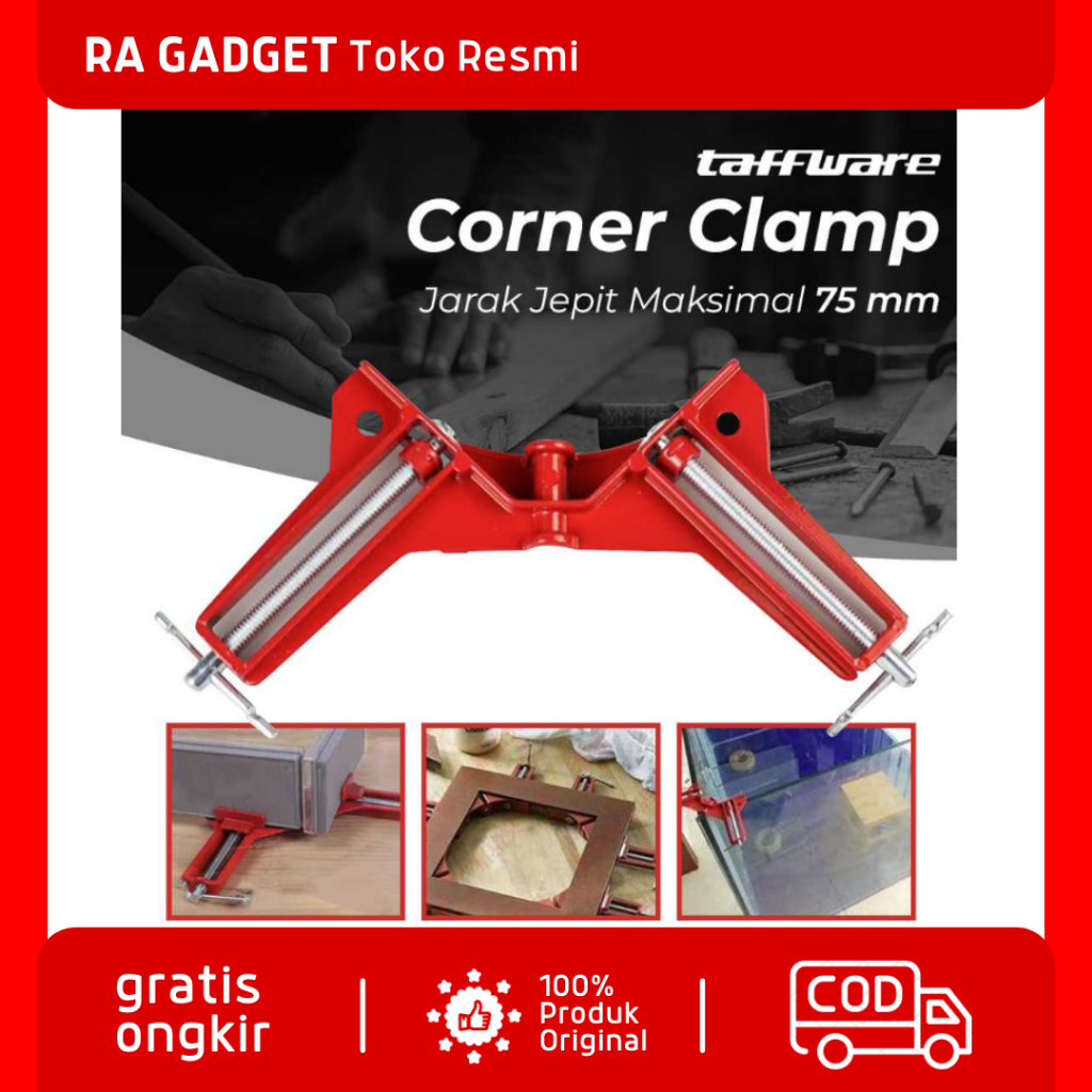 Corner Clamp Penjepit Sudut Frame Kayu Angle 90 Derajat 75mm / Alat Klem Capit Jepit Jepitan Penjepi