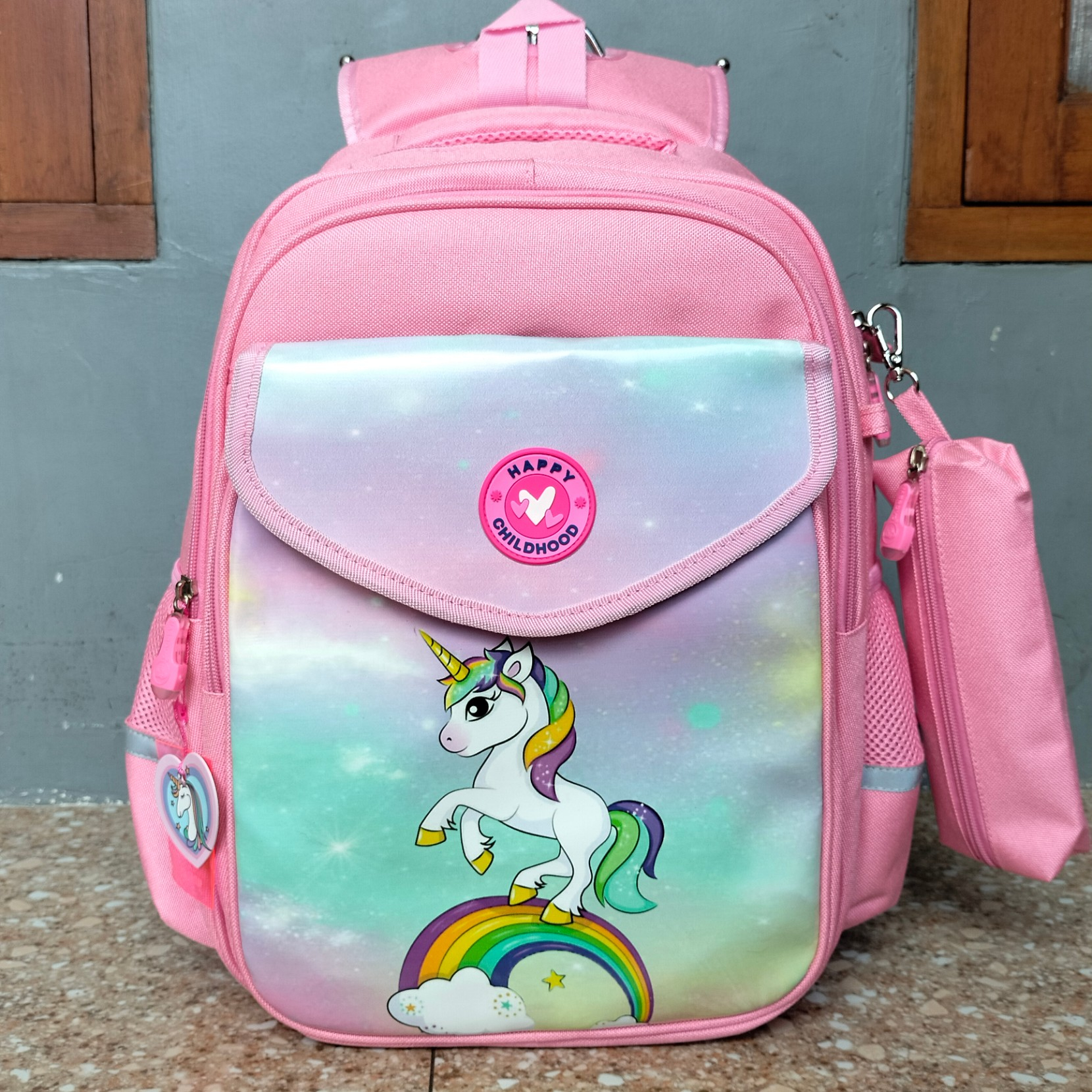 Tas Ransel Sekolah Backpack Anak Import Naerdvo Unicorn Happy Childhood