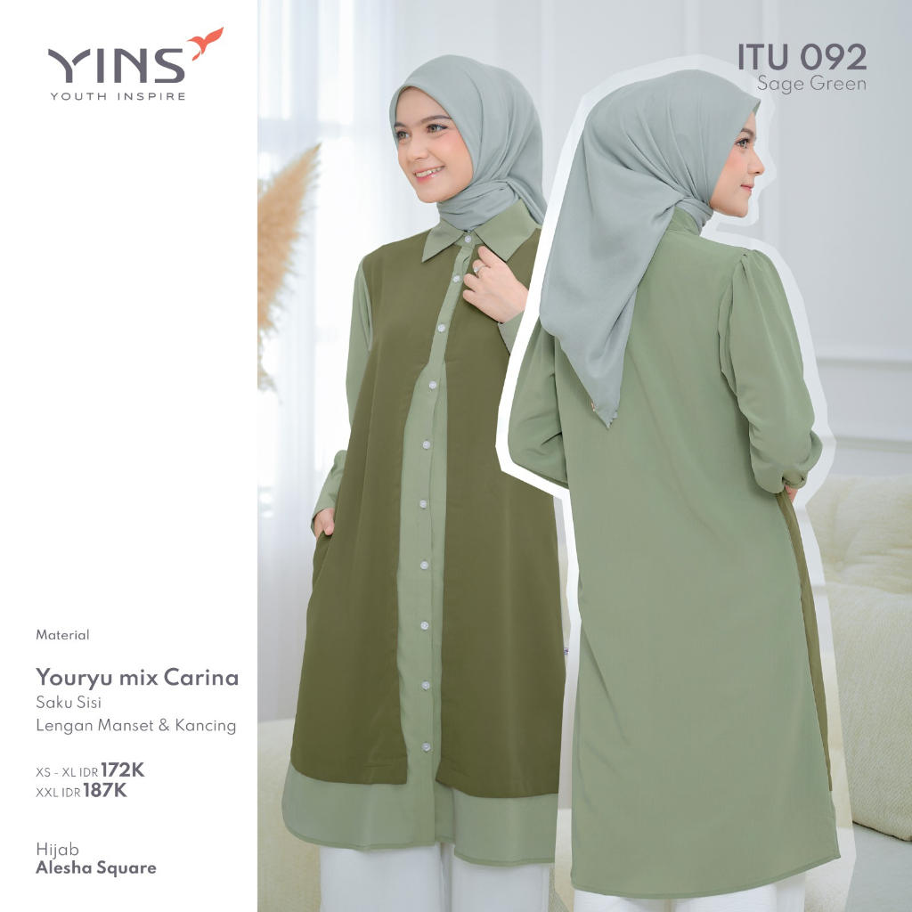 Inspire ITU 92  Bahan Youryu mix Carina Tunik Casual OOTD Kekinian Simple Elegant BISA COD