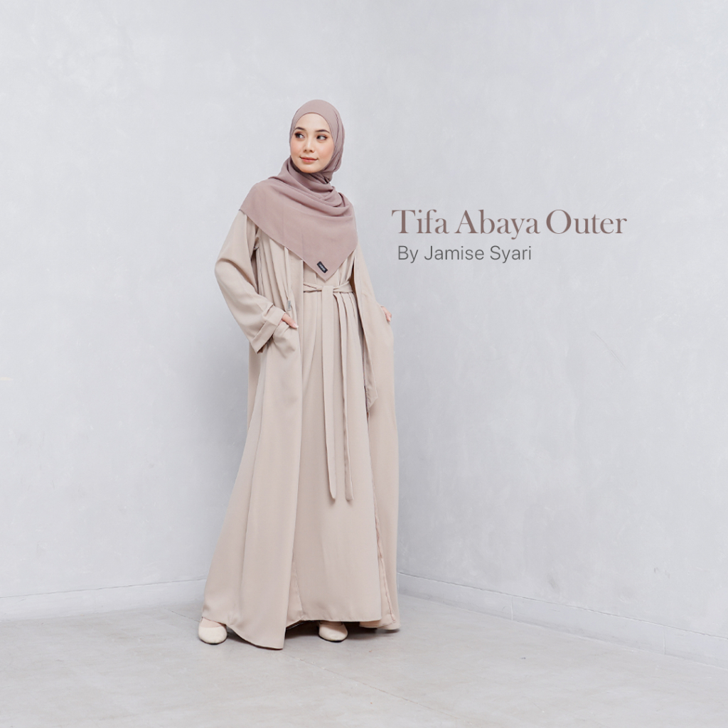 Jamise | Tifa Abaya Outer New Color | One Set Inner Dress dan Outer Tali