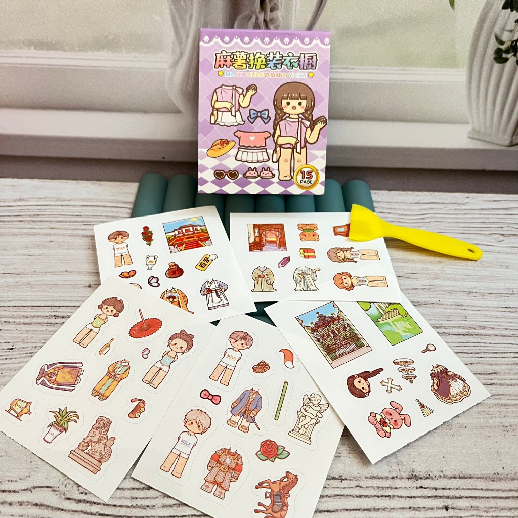 Buku Sticker Anak Lucu + Free Perata (spatula) Termurah isi 15 halaman / Buku Stiker Kreativitas Anak Alat Tulis Kekinian Favorit Best Quality Terlaris bisa Grosir dan COD