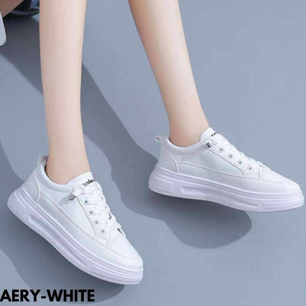 SEPATU SNEAKERS WANITA LOWCUT GAUL FASHION CASUAL KEREN BAHAN PU IMPORT AERY