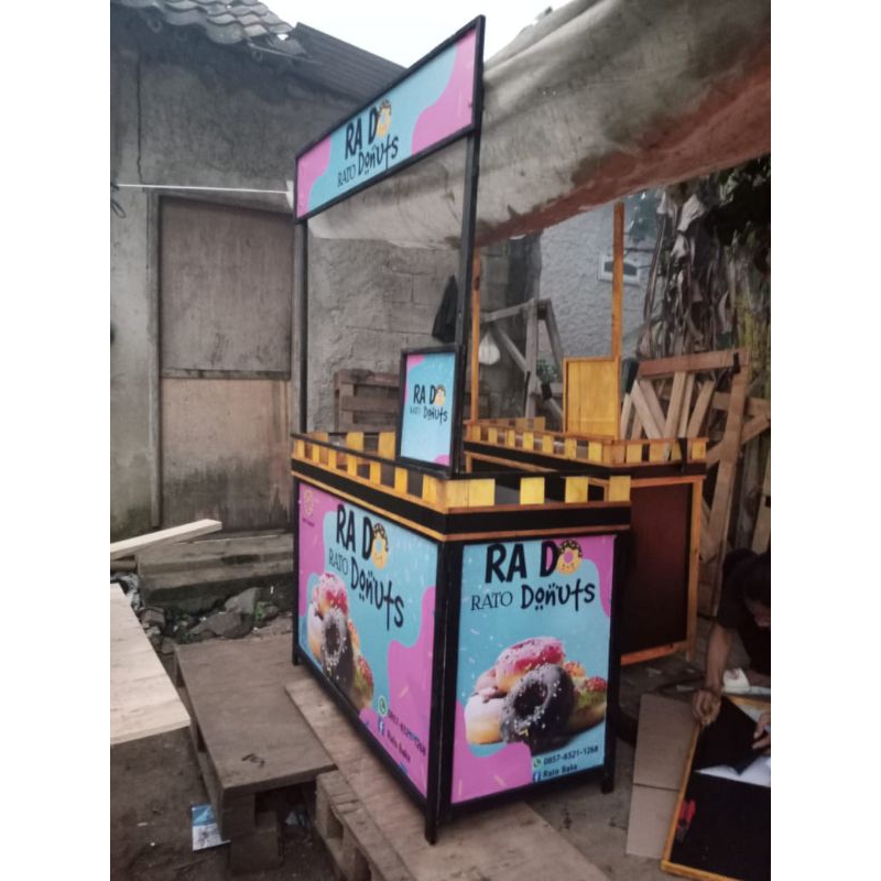 BOOTH PORTABLE GEROBAK MEJA BONGKAR PASANG  UKURAN 120 CM X 55 CM X 170 CM