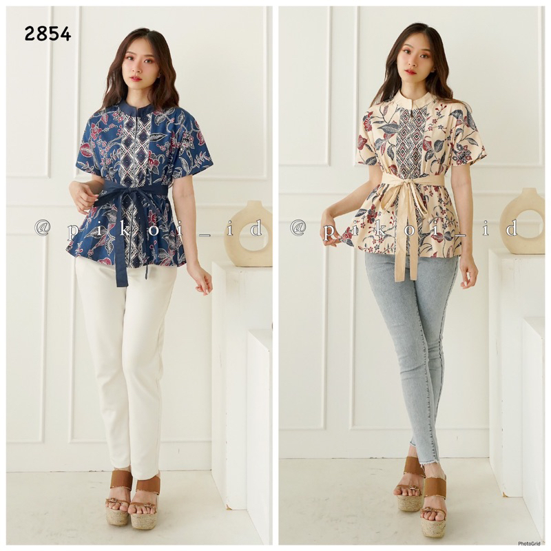 Atasan batik murah / blouse batik lengan pendek / blouse batik ikat cantik / blouse batik kanto 2854