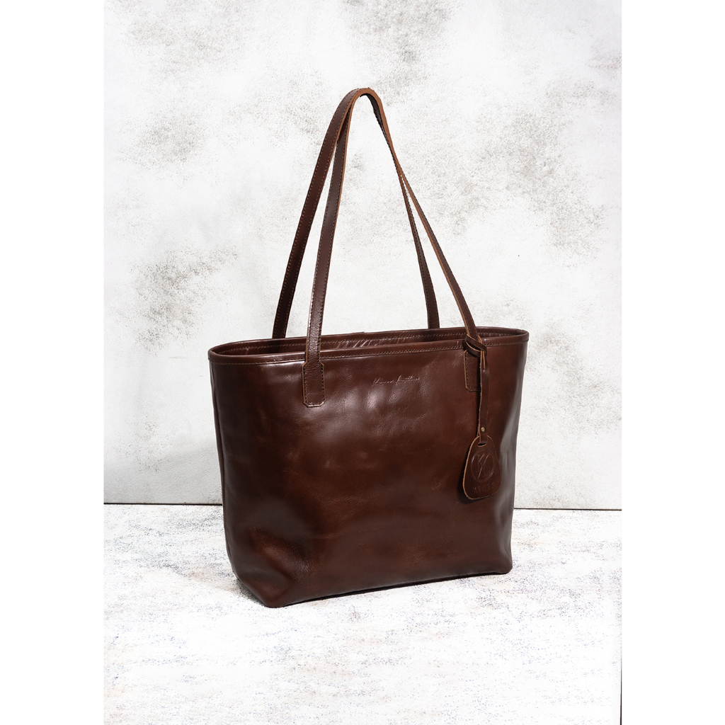 Kenes Leather Tote Bag Wanita Tas Selempang Kulit Asli RUBY Pullup - Free Gravir Nama