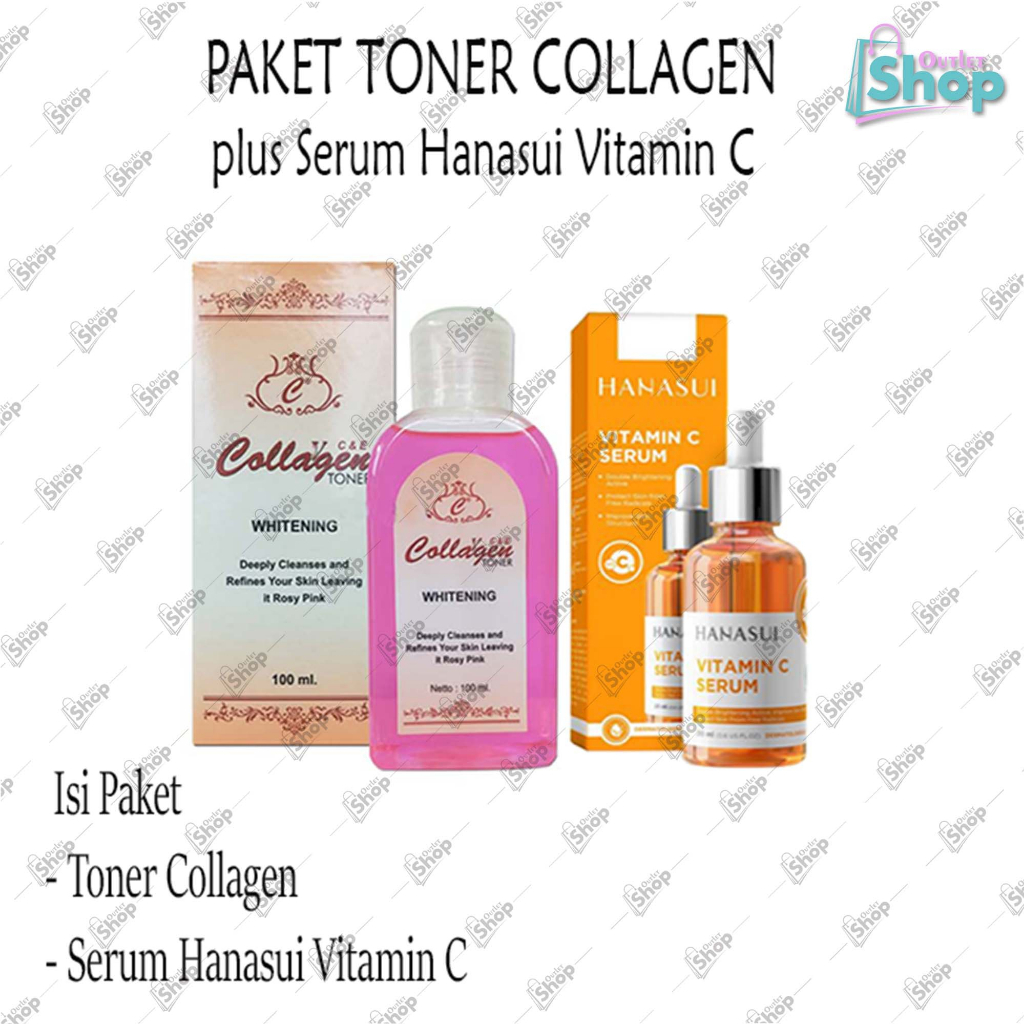 NEW PROMO  Paket Toner Collagen plus Serum Hanasui   Vitamin - C Original BPOM