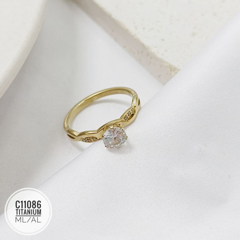 Cincin titanium Permata gold C11086