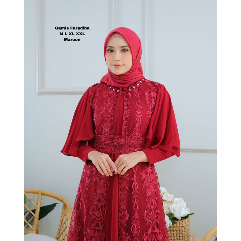 Permata Olshop / Gamis Faradiba Modern Jn / Kebaya Gamis Payet Mewah / Gamis Outer Modern Lepas Pasang / Kebaya Gamis Cardigan / Kebaya Gamis Busui