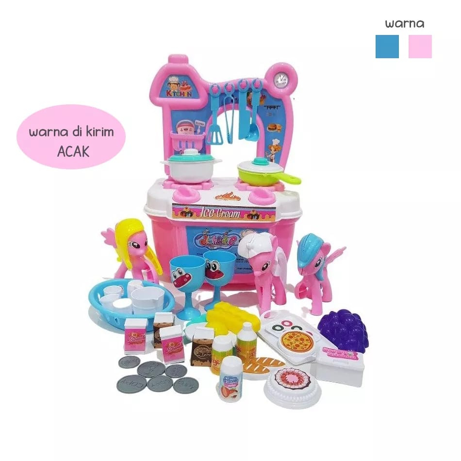 HK  Mainan KItchen Set Kuda Pony / Mainan Masak Masakan Ice Creamm Kuda Pony Kantong FK 104