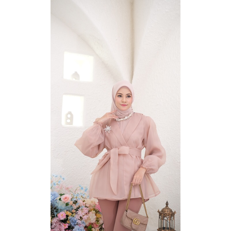 Ounadoutfit Outer Organza / Outer pesta / outer wanita / cardigan kimono / blouse kondangan / blazer kekinian