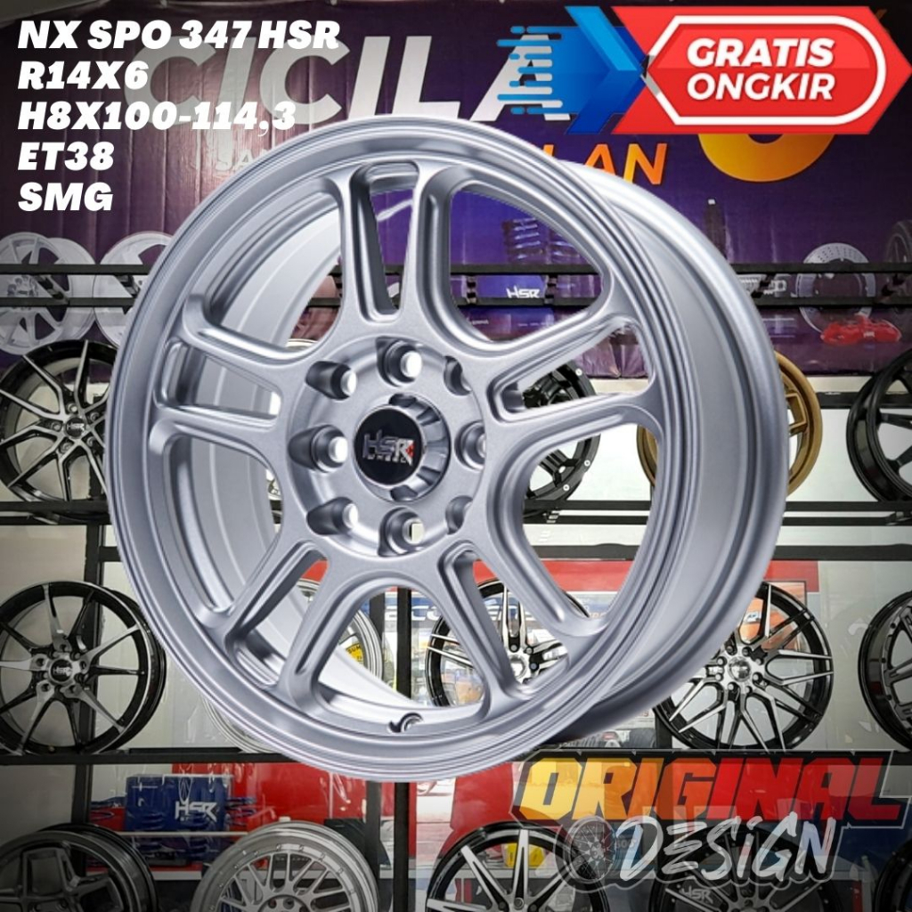 Velg Pelek Mobil Picanto , Sigra , Calya , Ring 14 HSR NX SPO Grey