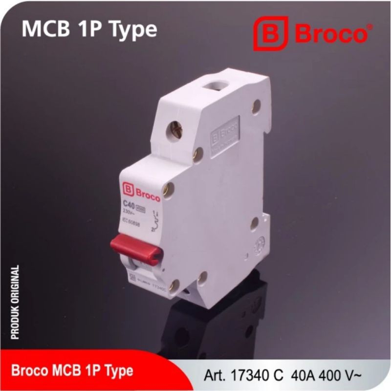 MCB Broco 40A 1 phase 17340C Pengaman arus listrik pada instalasi