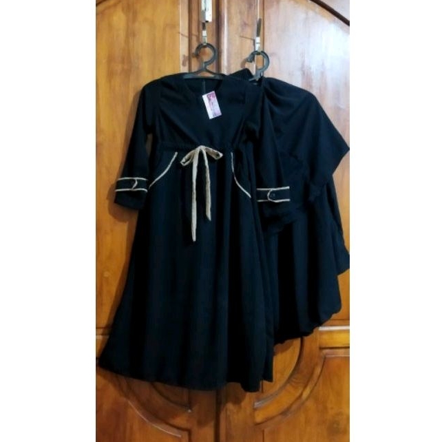 Setelan Gamis dan Jilbab Safar Anak Al Kho / Set Safar Anak Al Kho