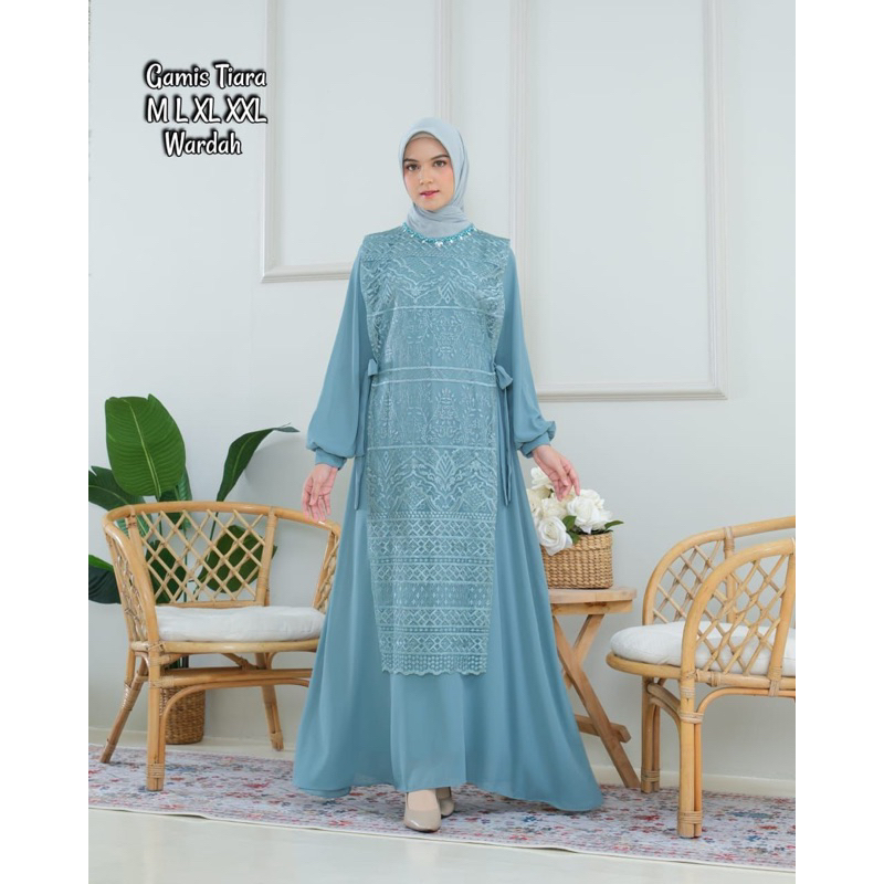 Permata Olshop / Gamis Kebaya Tiara / Gamis Modern / Gamis Pesta Mewah / Gamis Rompi Outer