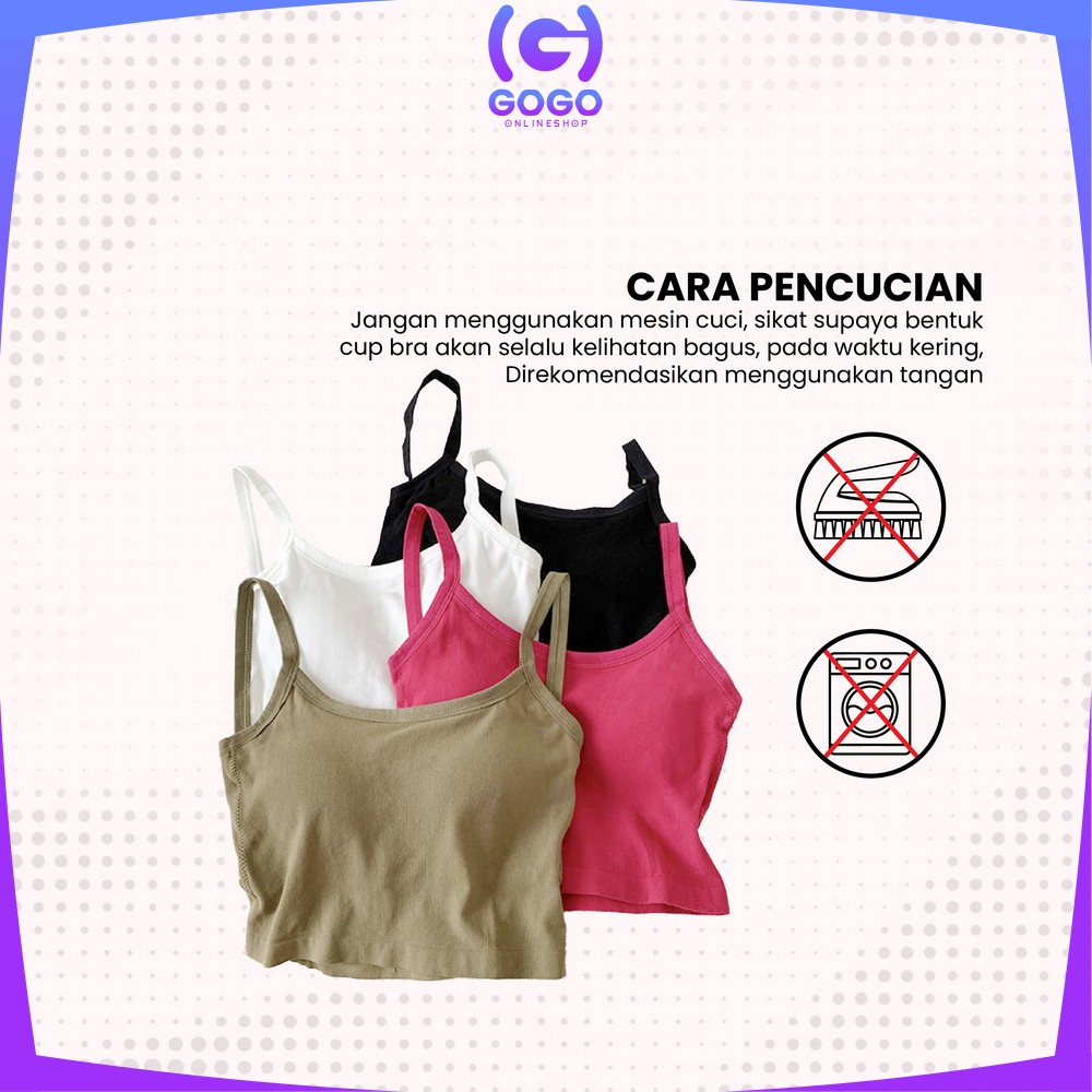 GOGO-P299 Tanktop Wanita Polos Basic With Cup Bra Tali Silang Belakang / Tengtop Korea Atasan Inner Fashion Korean
