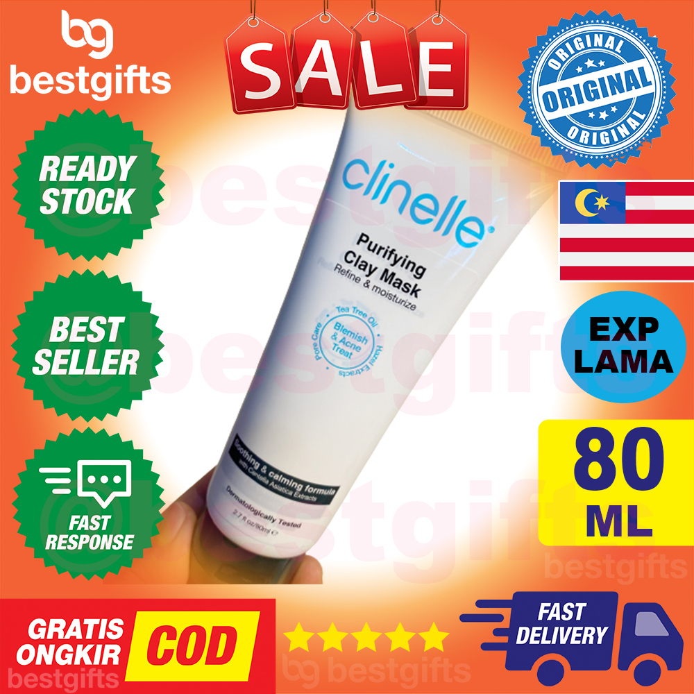 CLINELLE PURIFYING CLAY MASK MASKER WAJAH UNTUK KULIT BERMINYAK DAN JERAWAT 80 ML