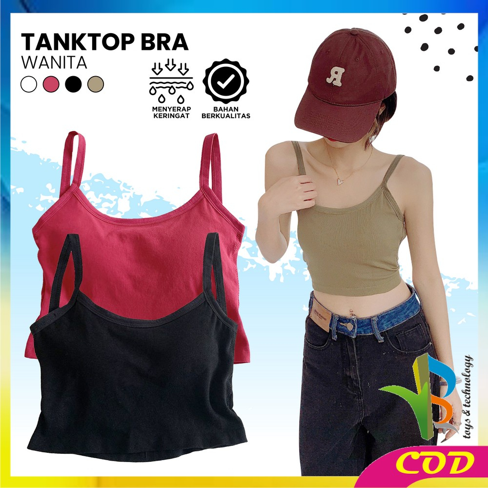 RB-P299 Tanktop Wanita Polos Basic With Cup Bra Tali Silang Belakang / Tengtop Korea Atasan Inner Fashion Korean