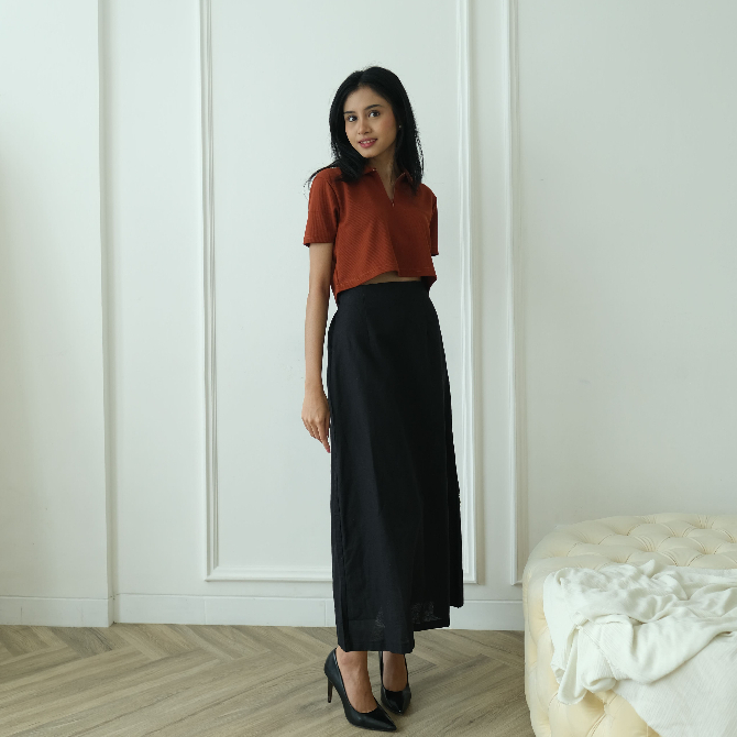 Korra Linen Skirt - Korean Casual Skirt - Rok Polos Wanita - Office Skirt